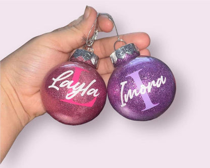 Christmas glitter baubles