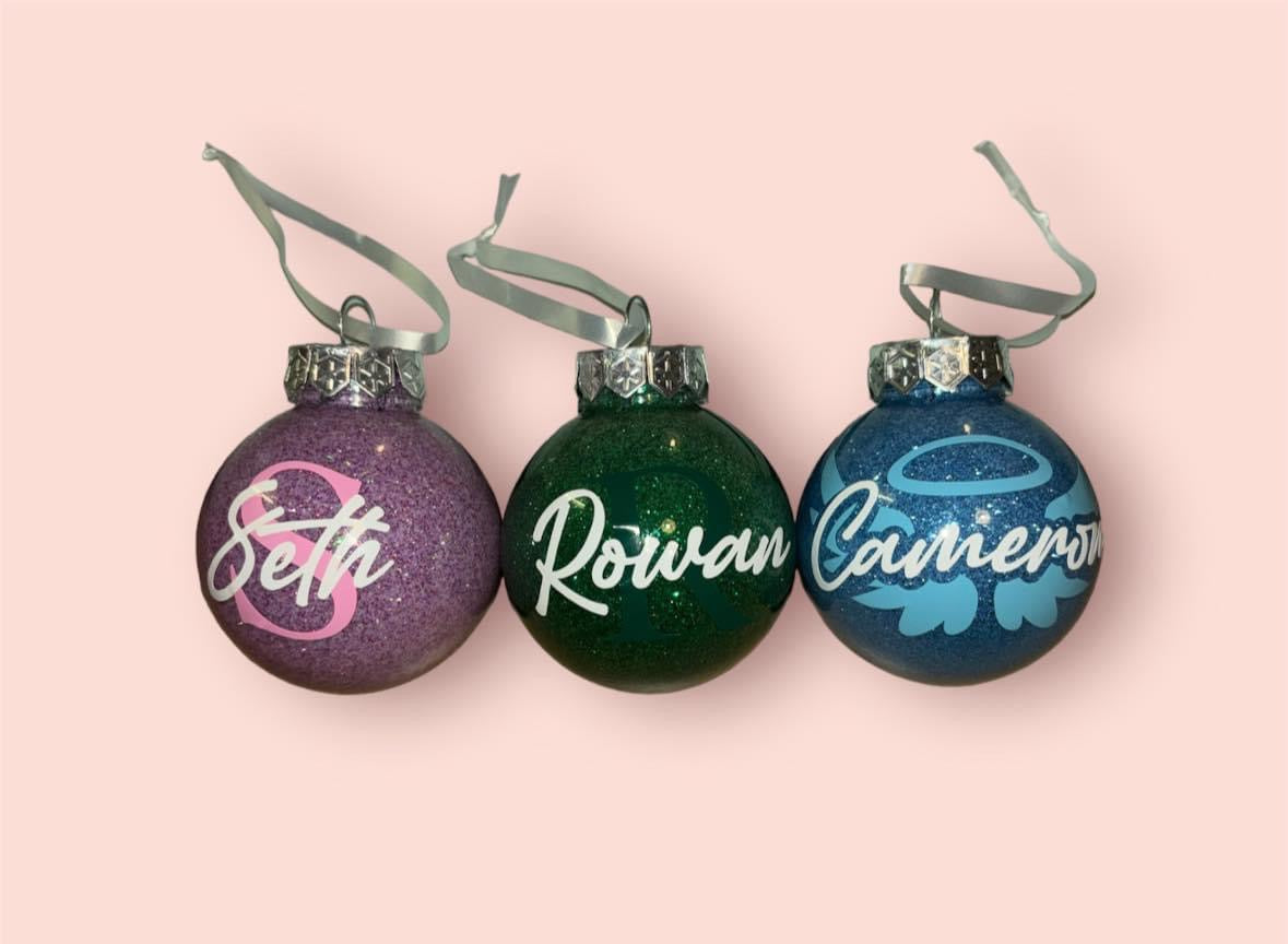 Christmas glitter baubles